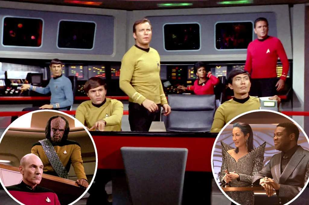 Ilustrasi USS Enterprise dan logo Star Trek