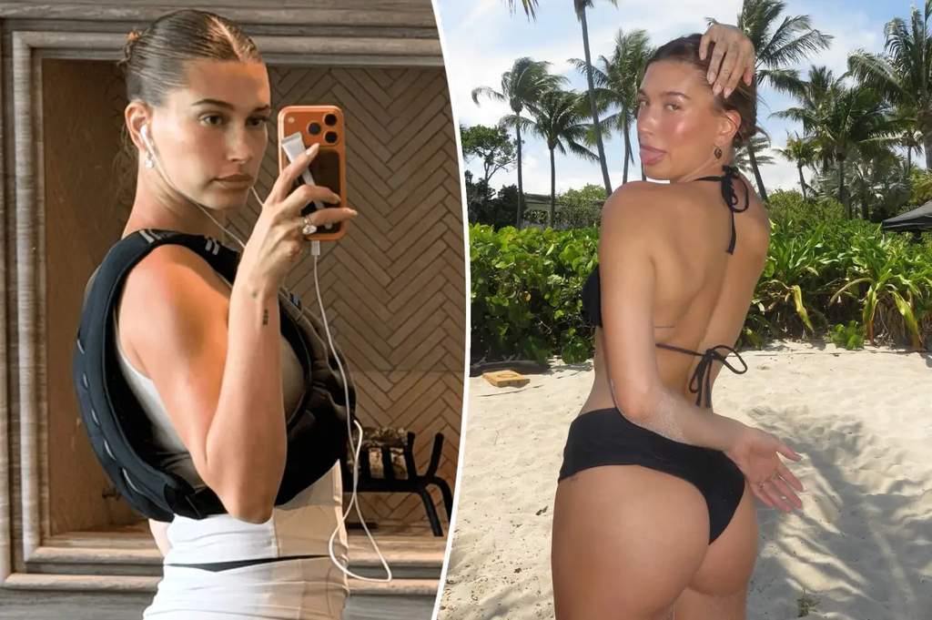 Hailey Bieber saat berolahraga menggunakan alat kebugaran terbaru.